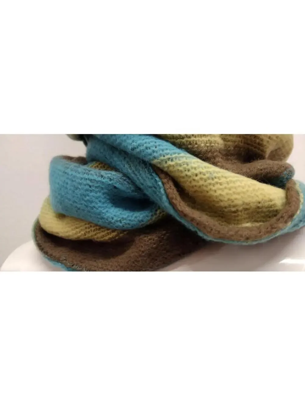 Infitiny Scarf Brown Striped Yellow Sky Blue Acrylic ONE SIZE SCARF Raver Y2K